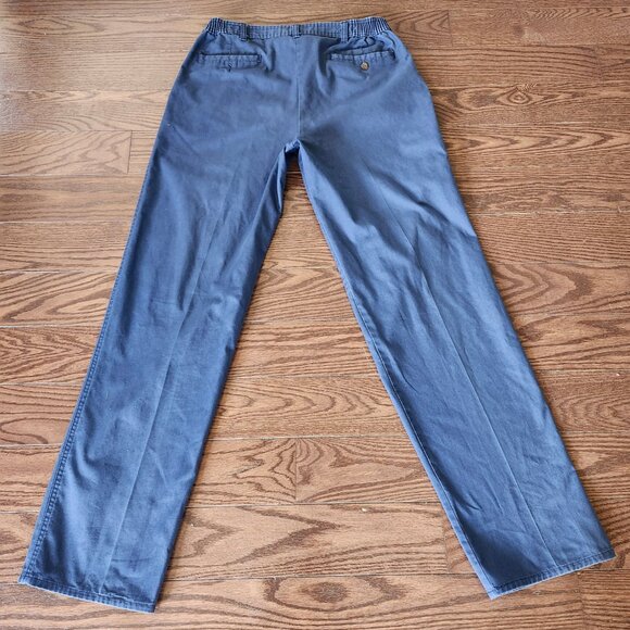 Vintage 90s Anchor Bay Blue Pants Size 33x34 Elastic Waist Made in USA Work Casu - Picture 2 of 11